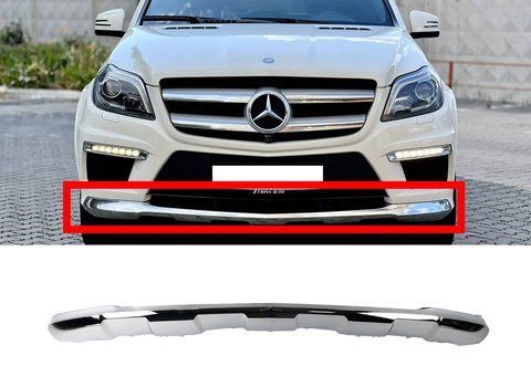 Накладки на бампер передній ( Хром ) на Mercedes-Benz GL-Class X166 2012-2015 року A1668856625 фото