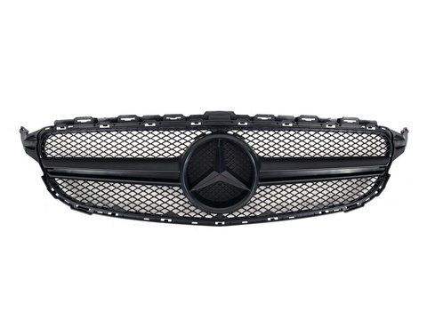 Решітка радіатора на Mercedes C-Class W205 2014-2018 рік AMG стиль Matte Black ( без місця під камеру) MB-W205163 фото