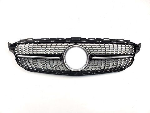 Решітка радіатора Diamond Black ( без місця під камеру ) на Mercedes-Benz C-Class W205 2014-2018 року B-W205171 фото