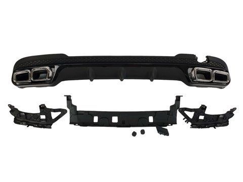 Дифузор ( заднього бампера ) Full Black / Chrome Pipe ( стиль AMG E63 ) на Mercedes-Benz E-Class W212 2013-2016 року BW212-155 фото