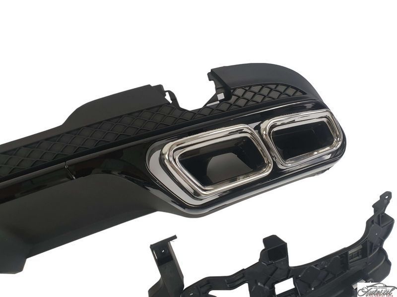 Дифузор ( заднього бампера ) Full Black / Chrome Pipe ( стиль AMG E63 ) на Mercedes-Benz E-Class W212 2013-2016 року BW212-155 фото