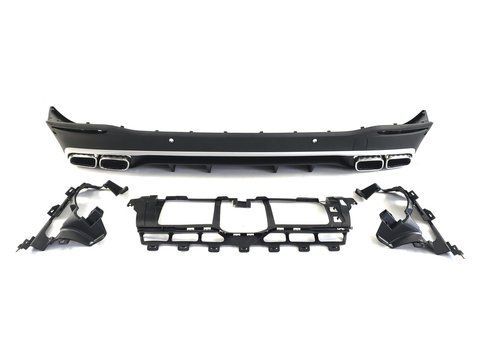 Дифузор ( заднього бампера ) Silver Black / Chrome Pipe ( стиль GLE63 AMG ) на Mercedes-Benz GLE-Class W167 2018-2023 року W167GLE-63195 фото