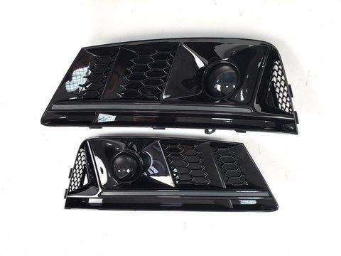 Решітки в бампер Full Black ( в стилі S4 під радари ) на Audi A4 B9 2015-2019 року A4-S0152 фото