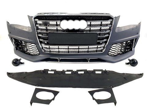 Передній бампер ( з решіткою в стилі W12 V1 ) на Audi A8 D4 2010-2014 року DIW12-101 фото
