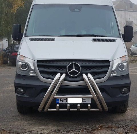 Передній захист бампера на Volkswagen Crafter 2006-2017 Фольксваген Крафтер F1-01 фото