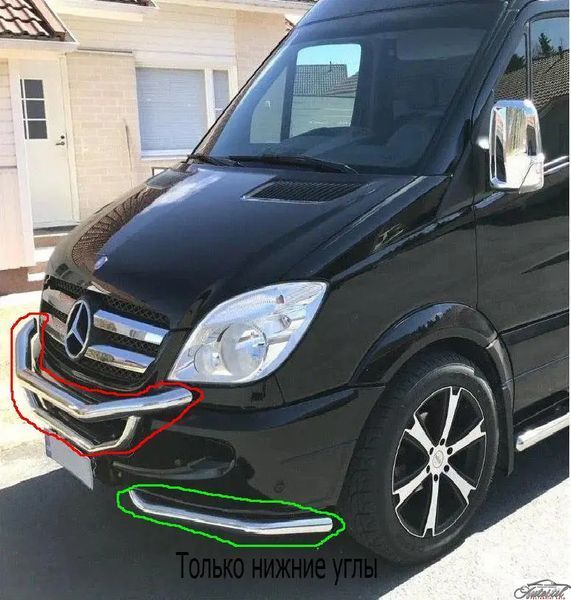 Кенурятник передні кути на Volkswagen Crafter 2006-2017 F3-50 фото