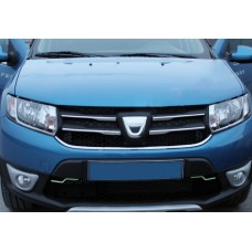 Dacia Sandero 2013↗ накладки на решітку нержавійка (4 частини) варіант 1