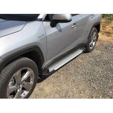 Toyota Rav 4 2019+ Бокові пороги Allmond Grey (2 шт., алюміній)