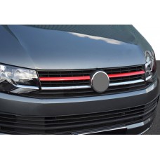 Volkswagen T6 2015-2019 Накладки на верхню частину решітки радіатора (червоні) OmsaLine (2 шт, нерж.)
