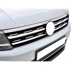 Volkswagen Tiguan 2016-2020 Накладки на кант решітку і фари (3 шт, нерж)