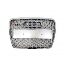 Решітка радіатора на Audi A6 C6 2004-2011 року Сіра з хром рамкою (у стилі RS) без місць під парктроніки