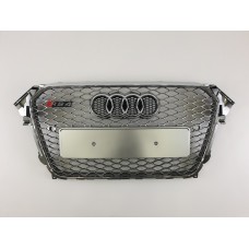 Решітка радіатора Audi A4 2011-2015 рік  Сіра з кривим рамкою (в стилі RS)