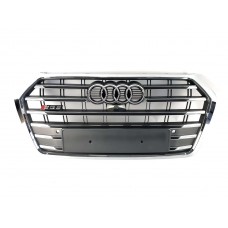 Решітка радіатора в стилі S-Line на Audi Q5 80A 2016-2020 рік Сіра з хромом