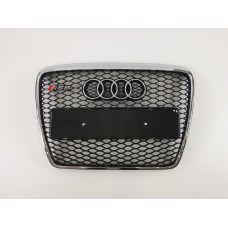 Решітка радіатора Audi A6 2004-2011 рік Чорна з кривим рамкою (в стилі RS)
