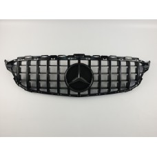 Решітка радіатора на Mercedes C-Class W205 2014-2018 рік GT Full Black (з місцем під камеру)