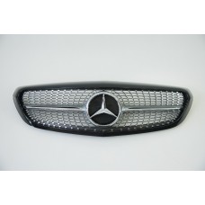Решетка радиатора на Mercedes C-Class W205 2014-2018 год Diamond ( Серая с хром вставками и черной глянцевой р