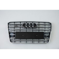 Решітка радіатора Audi A8 2014-2017 рік Чорна з хромом (в стилі W12)
