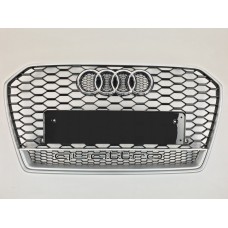Решітка радіатора Audi A6 2014-2018 рік Чорна з сірою рамкою Quatro (в стилі RS)