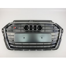 Решетка радиатора Audi A3 2016-2020год Серая с хромом (в стиле S-Line)