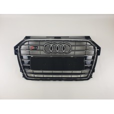 Решітка радіатора Audi A1 2014-2019 рік Чорна з кривим (в стилі S-Line)