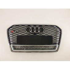Решітка радіатора Audi A6 2014-2018 рік Чорний з хром рамкою Quatro (в стилі RS)