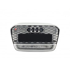 Решітка радіатора Audi A6 2011-2014 рік Чорна з сірою рамкою Quatro (в стилі RS)