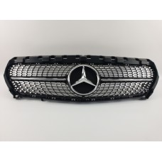 Решітка радіатора на Mercedes CLA-Class C117 2013-2017 рік Diamond (Чорна з хром вставками)