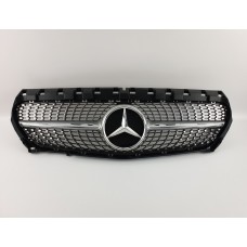 Решітка радіатора на Mercedes CLA-Class C117 2013-2017 рік Diamond ( Сіра з хром вставками)