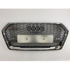 Решетка радиатора Audi Q5 2016-2020год Серая с хром рамкой (в стиле RS)
