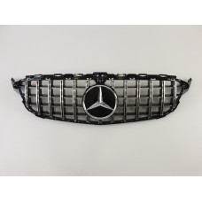 Решетка радиатора на Mercedes C-Class W205 2014-2018 год GT Chrome Black ( с местом под камеру )