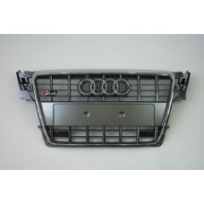 Решітка радіатора Audi A4 2007-2011 рік Сіра з хромом (в стилі S-Line)