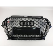 Решетка радиатора Audi A3 2013-2016год Черная (QUATTRO в стиле RS)
