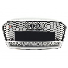 Решітка радіатора Audi A7 2014-2017 рік Чорна з хромом рамкою (в стилі RS)
