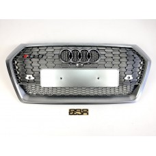 Решетка радиатора в стиле RS на Audi Q5 FY 2016-2020 год Серая