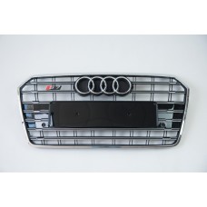 Решітка радіатора Audi A7 2014-2017 рік Чорна з хромом (в стилі S-Line)