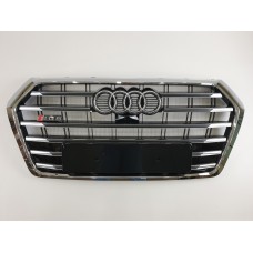 Решетка радиатора Audi Q5 2016-2020год Черная с хромом (в стиле S-Line)