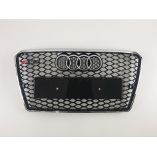 Решітка радіатора Audi A7 2010-2014 рік Чорна з хромом рамкою (в стилі RS)