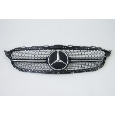 Решетка радиатора на Mercedes C-Class W205 2018-2020 год Diamond ( Черная с хром вставками )